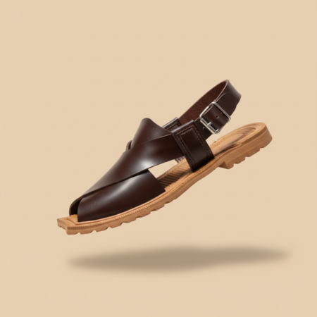 Shine Dark Brown Modern Khedi Peshawari Chappal