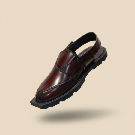 Shine Dark Burgundy Modern Khedi Peshawari Chappal